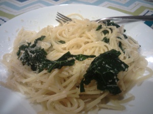 I enjoyed 10 Shallot Spaghetti and Kale without drowning it in tomato sauce. Also good as leftovers the next day!